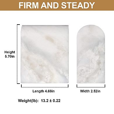 Marble Bookends, Non-Slip Heavy Duty