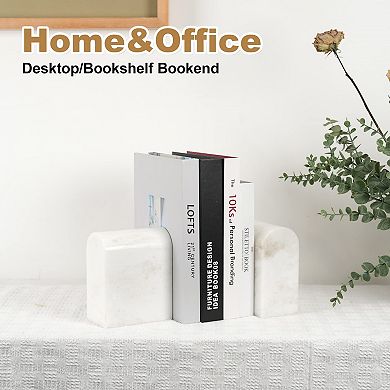 Marble Bookends, Non-Slip Heavy Duty