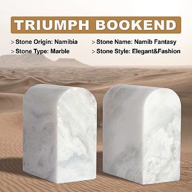Marble Bookends, Non-Slip Heavy Duty