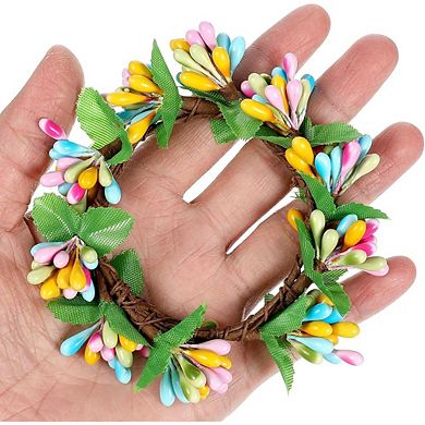 Easter Candle Rings Wreaths, Artificial Spring Floral Leaf Garland Home Decor