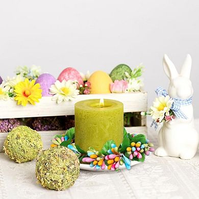 Easter Candle Rings Wreaths, Artificial Spring Floral Leaf Garland Home Decor