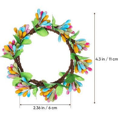Easter Candle Rings Wreaths, Artificial Spring Floral Leaf Garland Home Decor