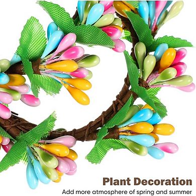 Easter Candle Rings Wreaths, Artificial Spring Floral Leaf Garland Home Decor