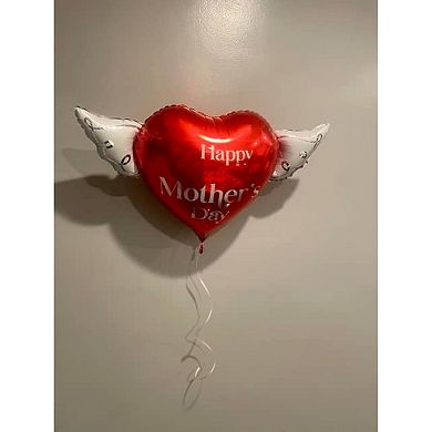 Red Heart Balloon with Angel Wings Tribute