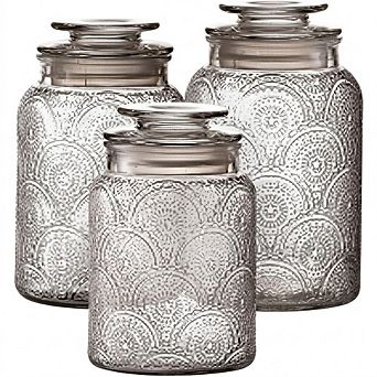 Create a beautifully curated countertop or pantry with our sleek glass storage canisters. Perfect fo