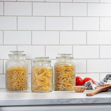 Create a beautifully curated countertop or pantry with our sleek glass storage canisters. Perfect fo