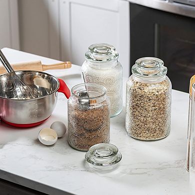 Create a beautifully curated countertop or pantry with our sleek glass storage canisters. Perfect fo