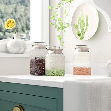 Create a beautifully curated countertop or pantry with our sleek glass storage canisters. Perfect fo