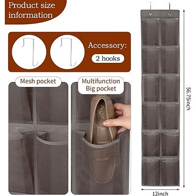 Over The Door Shoe Organizer with 12 Large Pockets Hanging Storage Rack
