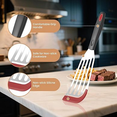 2-Pack Silicone Fish Spatulas, Heat-Resistant, Stainless Steel Core