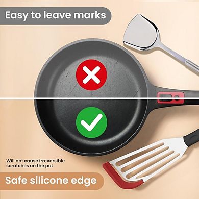 2-Pack Silicone Fish Spatulas, Heat-Resistant, Stainless Steel Core