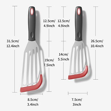 2-Pack Silicone Fish Spatulas, Heat-Resistant, Stainless Steel Core
