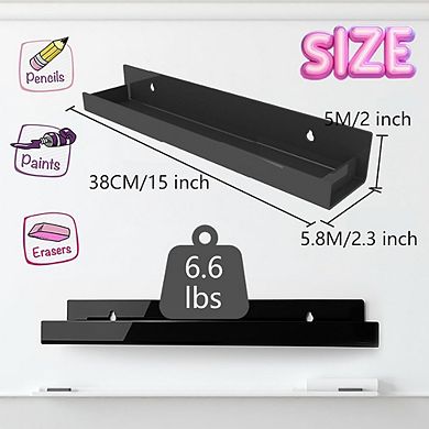 2-Pack Acrylic Magnetic Shelf Organizer for Whiteboard and Fridge Storage