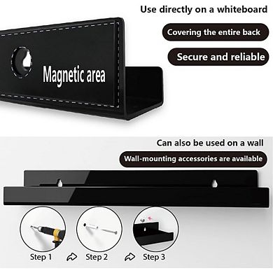 2-Pack Acrylic Magnetic Shelf Organizer for Whiteboard and Fridge Storage