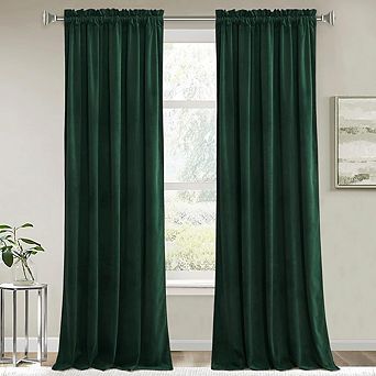 Velvet Curtains 2 Panels, Thermal Insulated, Half Blackout Drapes