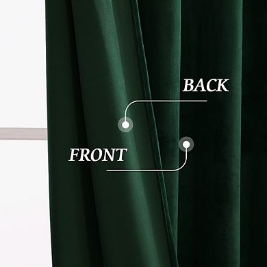 Velvet Curtains 2 Panels, Thermal Insulated, Half Blackout Drapes