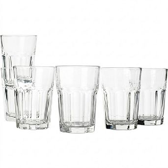 Durable Drinking Glasses Set of 6, 11.5 oz Highball & Water Glasses