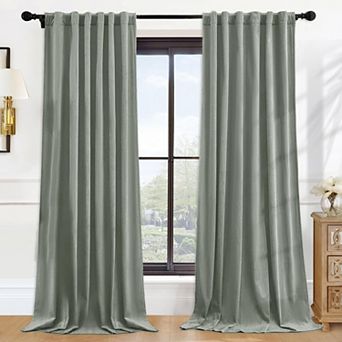 Velvet Blackout Curtains, Thermal Insulated Rod Pocket & Back Tab Panels