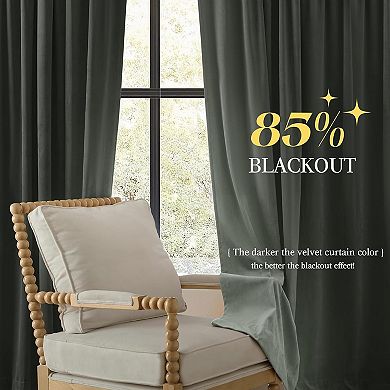 Velvet Blackout Curtains, Thermal Insulated Rod Pocket & Back Tab Panels