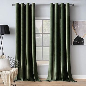 Velvet Blackout Curtains, Thermal Insulated Soundproof Grommet Panels