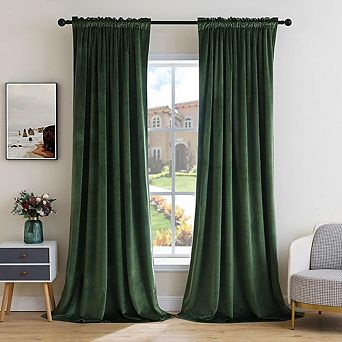 Velvet Blackout Curtains, Thermal Insulated Rod Pocket Panels