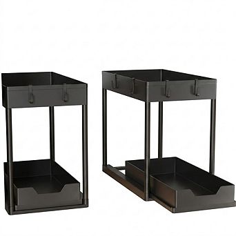 2-Pack 2 tier Under Sink Pull-Out Organizer, Sliding Cabinet Storage