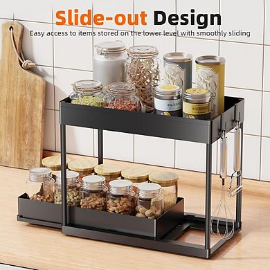 2-Pack 2-Tier Under Sink Pull-Out Organizer, Sliding Cabinet Storage