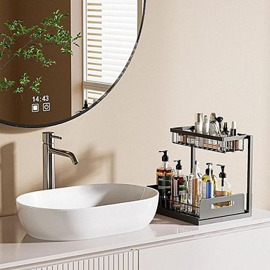 2-Pack 2-Tier Under Sink Pull-Out Organizer, Cabinet Storage Shelf