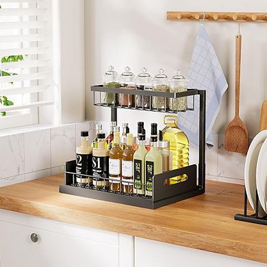 2-Pack 2-Tier Under Sink Pull-Out Organizer, Cabinet Storage Shelf