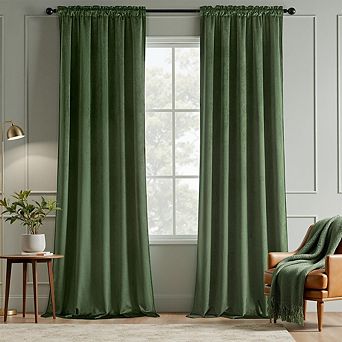 Velvet Blackout Curtains, Thermal Insulated Room Darkening Rod Pocket Panels