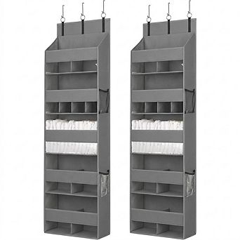 Over Door 5-Shelf Hanging Organizer with Clear Windows and Mesh Side Pockets