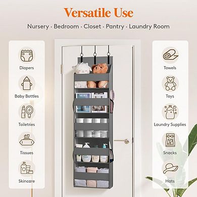 Over Door 5-Shelf Hanging Organizer with Clear Windows and Mesh Side Pockets