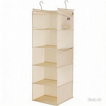 Hanging Closet Organizer with 5 Shelves and 4 Side Pockets Storage Rack