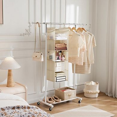 Hanging Closet Organizer with 5 Shelves and 4 Side Pockets Storage Rack