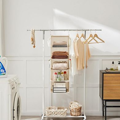 Hanging Closet Organizer with 5 Shelves and 4 Side Pockets Storage Rack