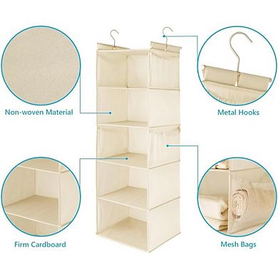 Hanging Closet Organizer with 5 Shelves and 4 Side Pockets Storage Rack