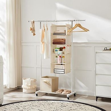 Hanging Closet Organizer with 5 Shelves and 4 Side Pockets Storage Rack