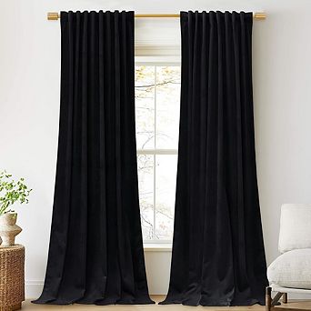 Velvet Blackout Curtains, Thermal Insulated Back Tab Room Darkening Panels