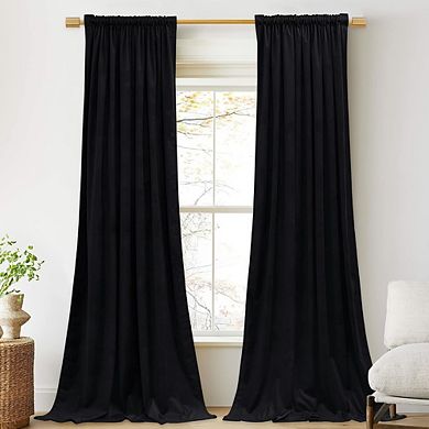 Velvet Blackout Curtains, Thermal Insulated Back Tab Room Darkening Panels