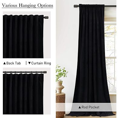 Velvet Blackout Curtains, Thermal Insulated Back Tab Room Darkening Panels