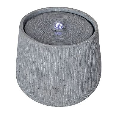 5-Tiered Concrete Tall Slim Fountain with LED Lit Column Decor
