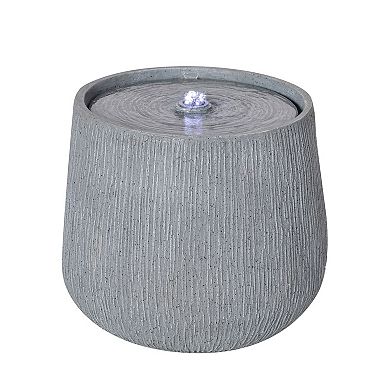 5-Tiered Concrete Tall Slim Fountain with LED Lit Column Decor