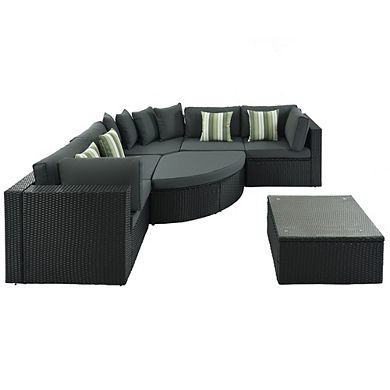 7-Piece Outdoor Wicker Sectional Sofa Set with All-Weather Cushions & Accent Pillows