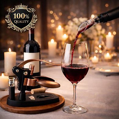 Ultimate Rabbit Wine Opener Set 7 Accessories, Corkscrew, Aerator, Stopper & Stand