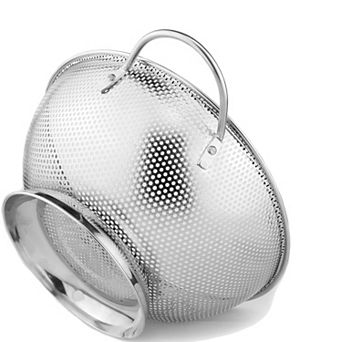 Stainless Steel 5-qt Colander with Heavy-Duty Handles & Self-Draining Base Dishwasher Safe