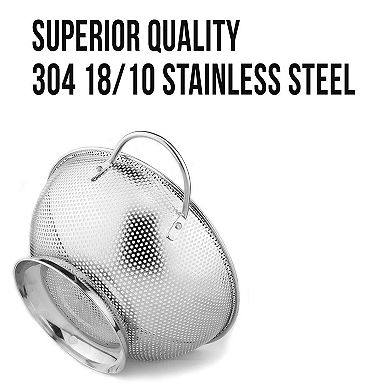 Stainless Steel 5-Quart Colander with Heavy-Duty Handles & Self-Draining Base Dishwasher Safe
