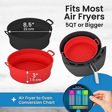 2-Pack Collapsible Silicone Air Fryer Liners, Reusable, Heat-Resistant