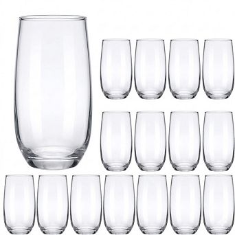 Highball Glass Set, Premium Clear Tumblers with Straws for Drinks