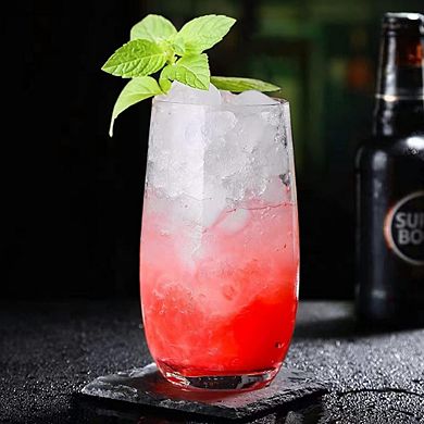 Highball Glass Set, Premium Clear Tumblers with Straws for Drinks