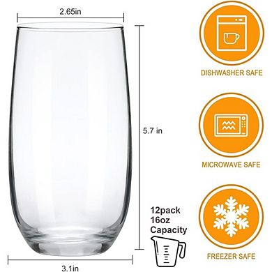Highball Glass Set, Premium Clear Tumblers with Straws for Drinks